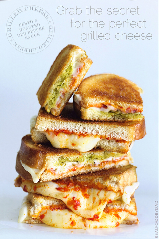 Pesto and Roasted Red Pepper Grilled Cheese via Real Food by Dad