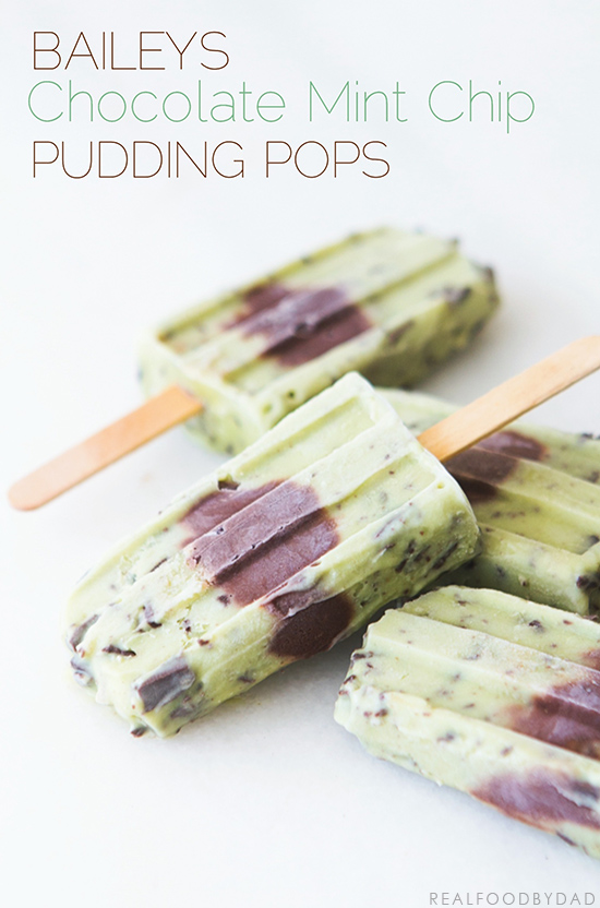 Baileys Chocolate Mint Chip Pudding Pops via Real Food by Dad