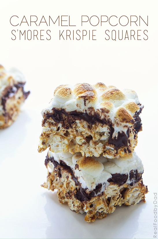 Caramel Popcorn Smores Krispie Squares with Real Food by Dad