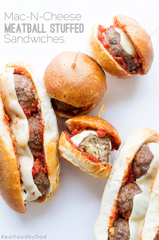 Mac n Cheese Stuffed Meatball Sandwiches from Real Food by Dad