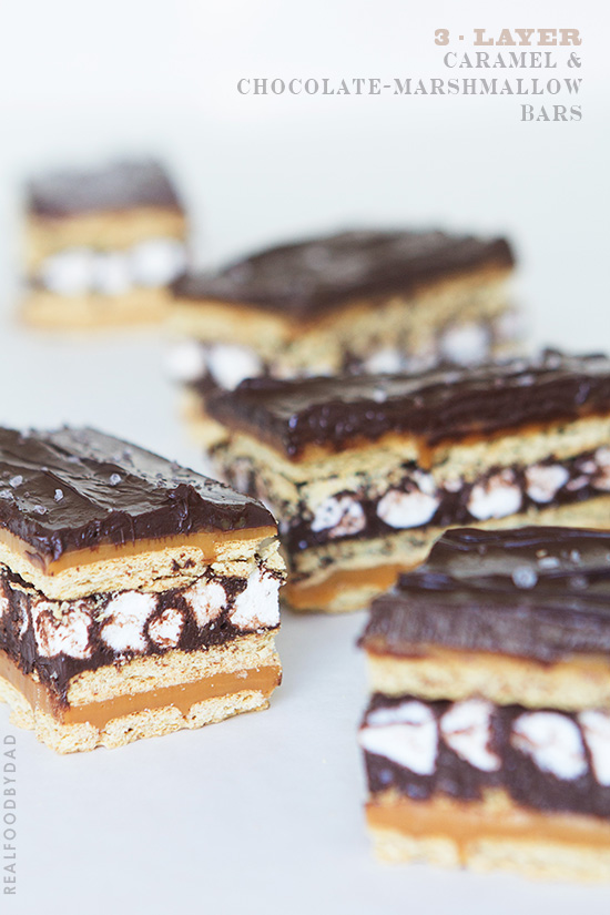 3-Layer Caramel and Chocolate-Marshamllow Bars from Real Food by Dad