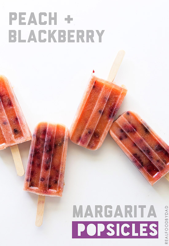 Peach and Blackberry Margarita Popsicles via Real Food by Dad