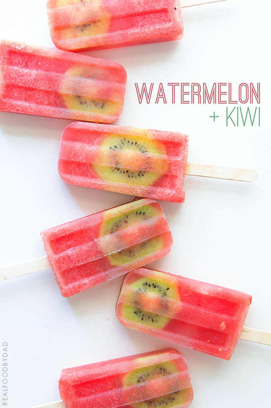 Watermelon and Kiwi Popsicles via Real Food by Dad