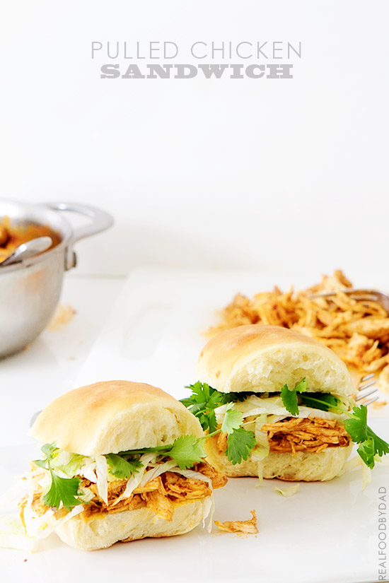 Pulled Chicken Sandwich via Real Food by Dad