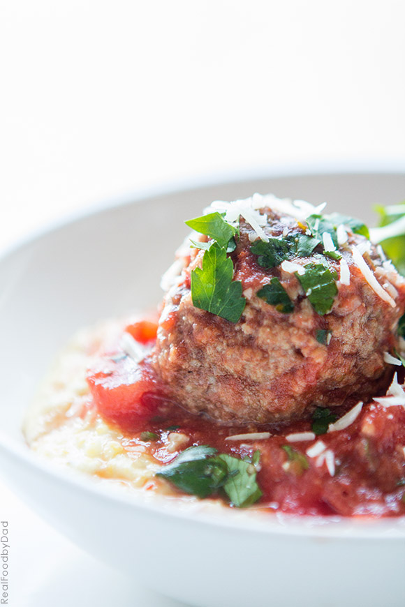 Easy Tomato Baked Meatballs with Polenta_Real Food by Dad