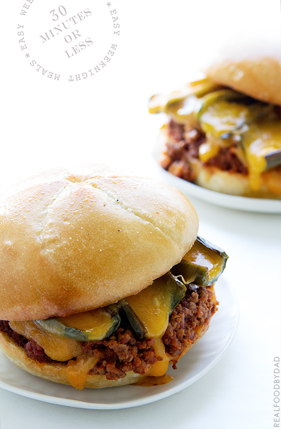 Sriracha Sloppy Joes with Roasted Jalapenos via Real Food by Dad