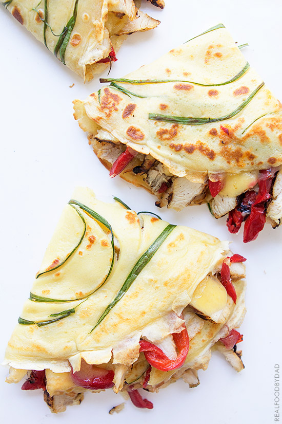 Grilled Chicken and Roasted Red Pepper Crepe Quesadilla with Real Food by Dad