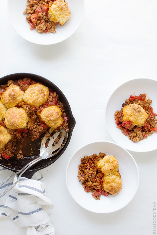 One Pan Chili Cobbler from Real Food by Dad
