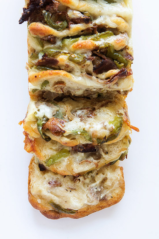 Philly Cheese Steak Pull-Apart Bread via Real Food by Dad