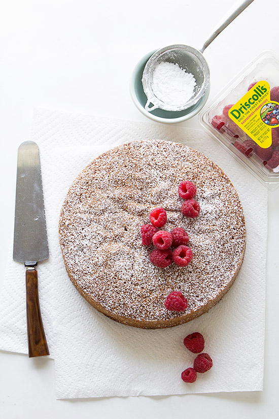Raspberry and Almond Olive Oil Cake via Real Food by Dad