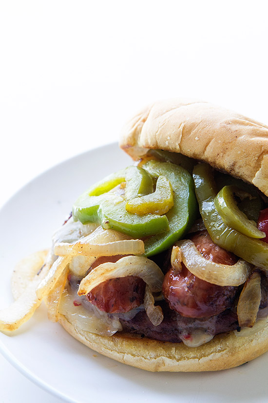 Sausage and Peppers Burger via Real Food by Dad
