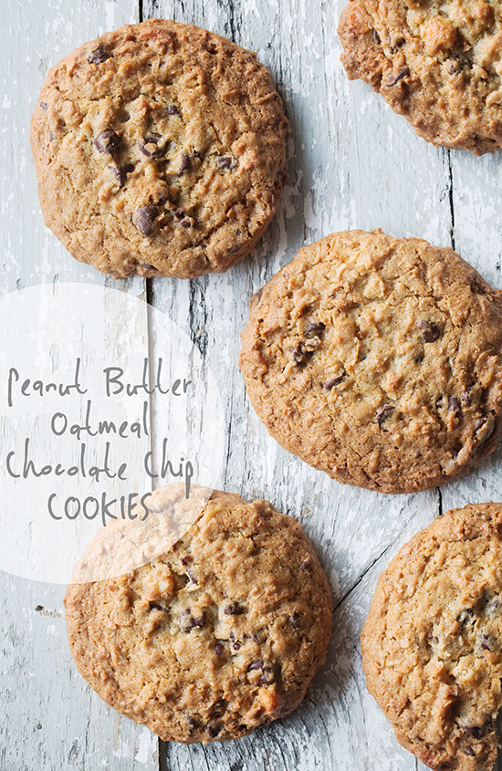 Peanut Butter Oatmeal Chocolate Chip Cookies via Real Food by Dad