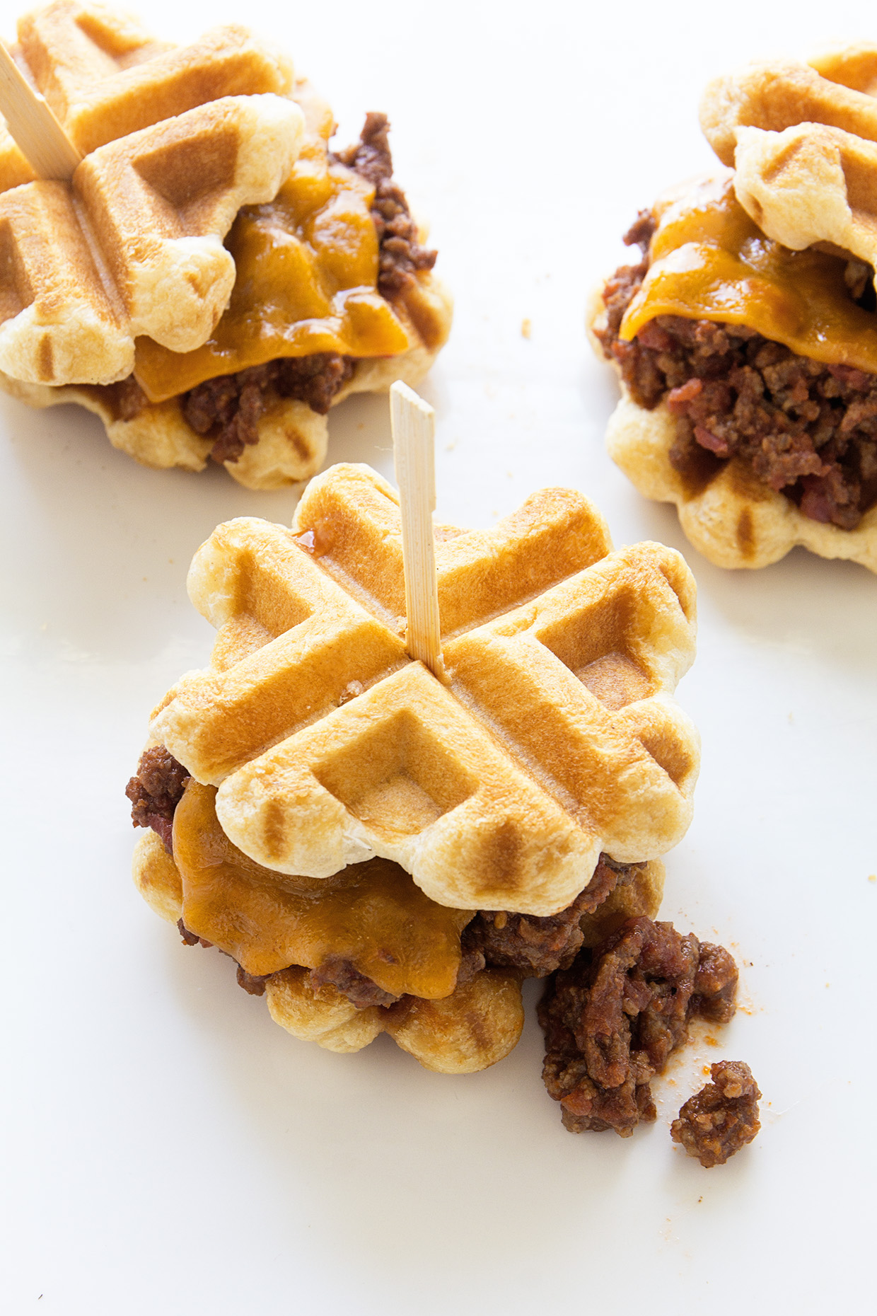 Waffled Sloppy Joe Sliders via Real Food by Dad