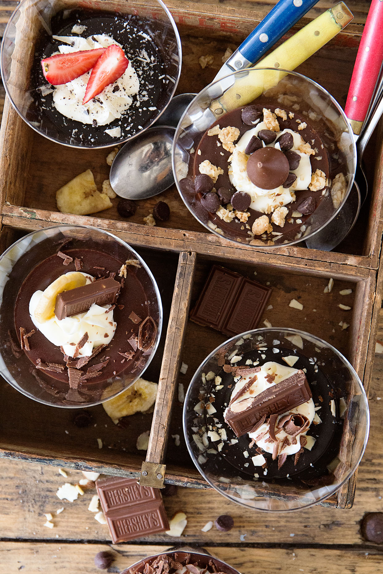 Chocolate Crunch and Elvis Pudding Cups via Real Food by Dad