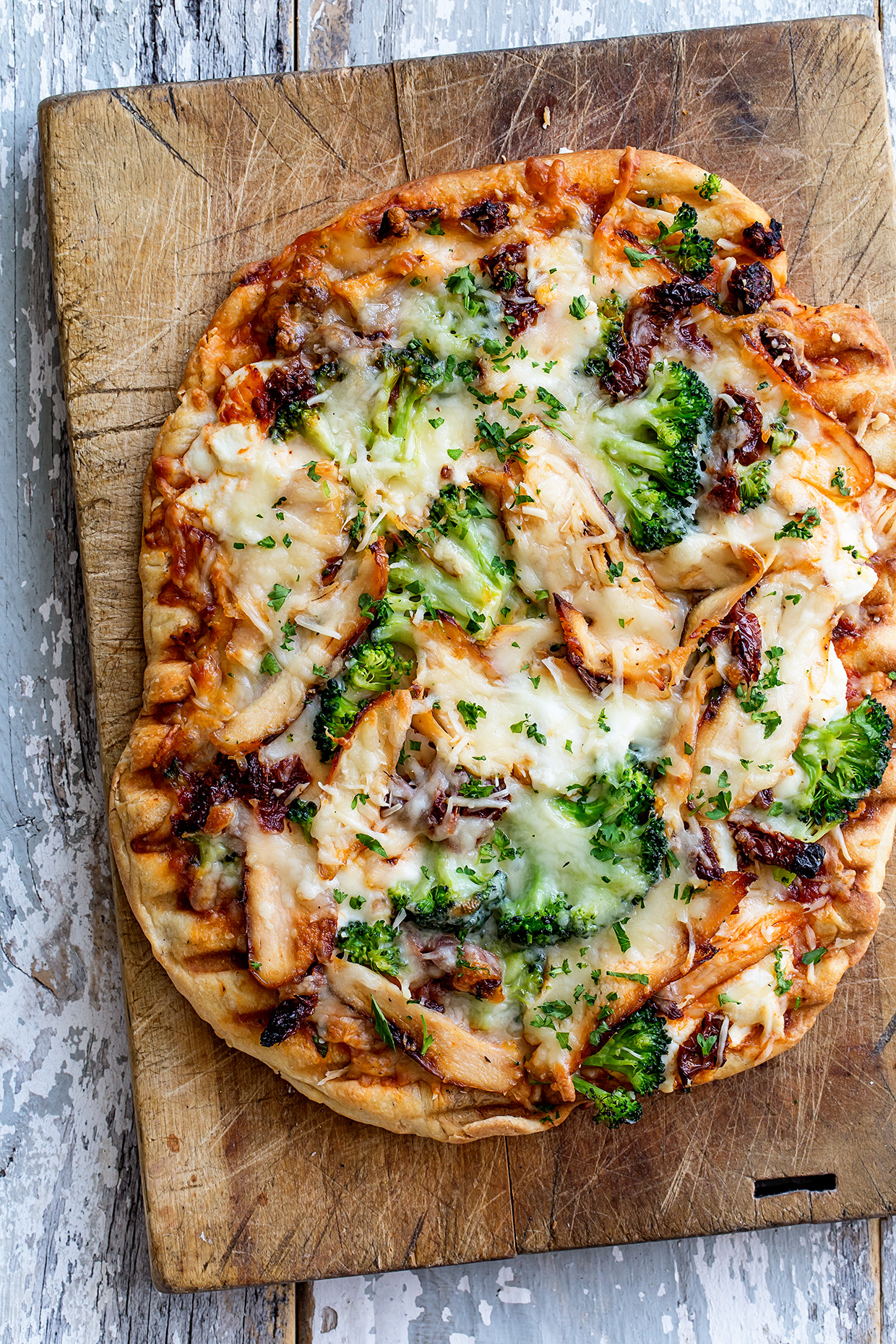 Chicken And Broccoli Grilled Pizza