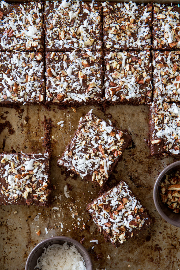 Chocolate Pecan and Coconut Sheet Cake via Real Food by Dad