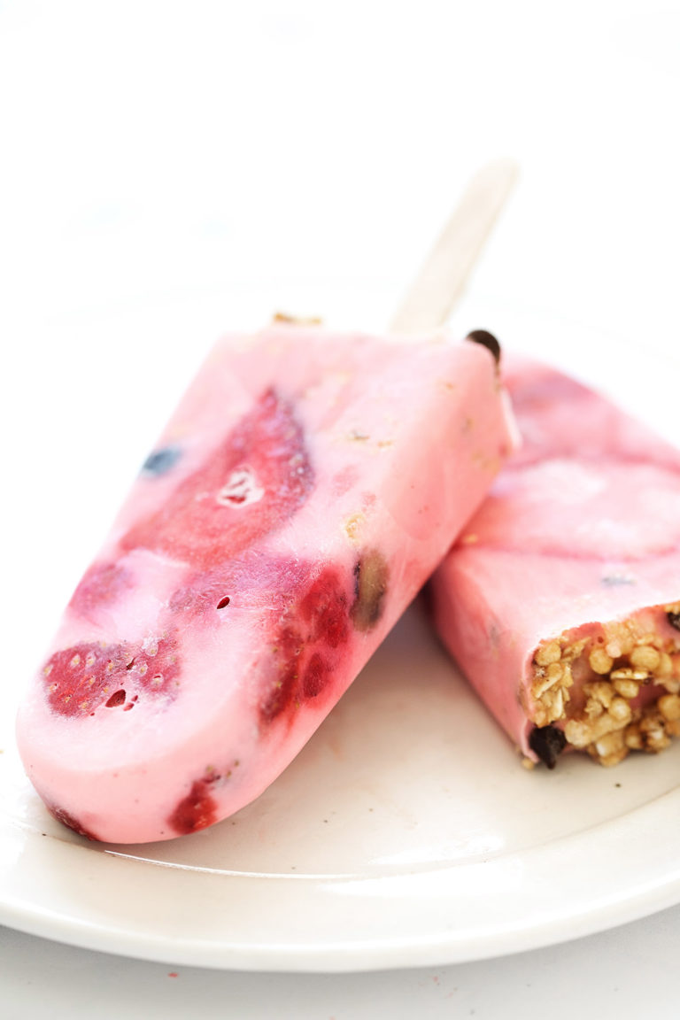 Strawberry Smoothie Pops via Real Food by Dad