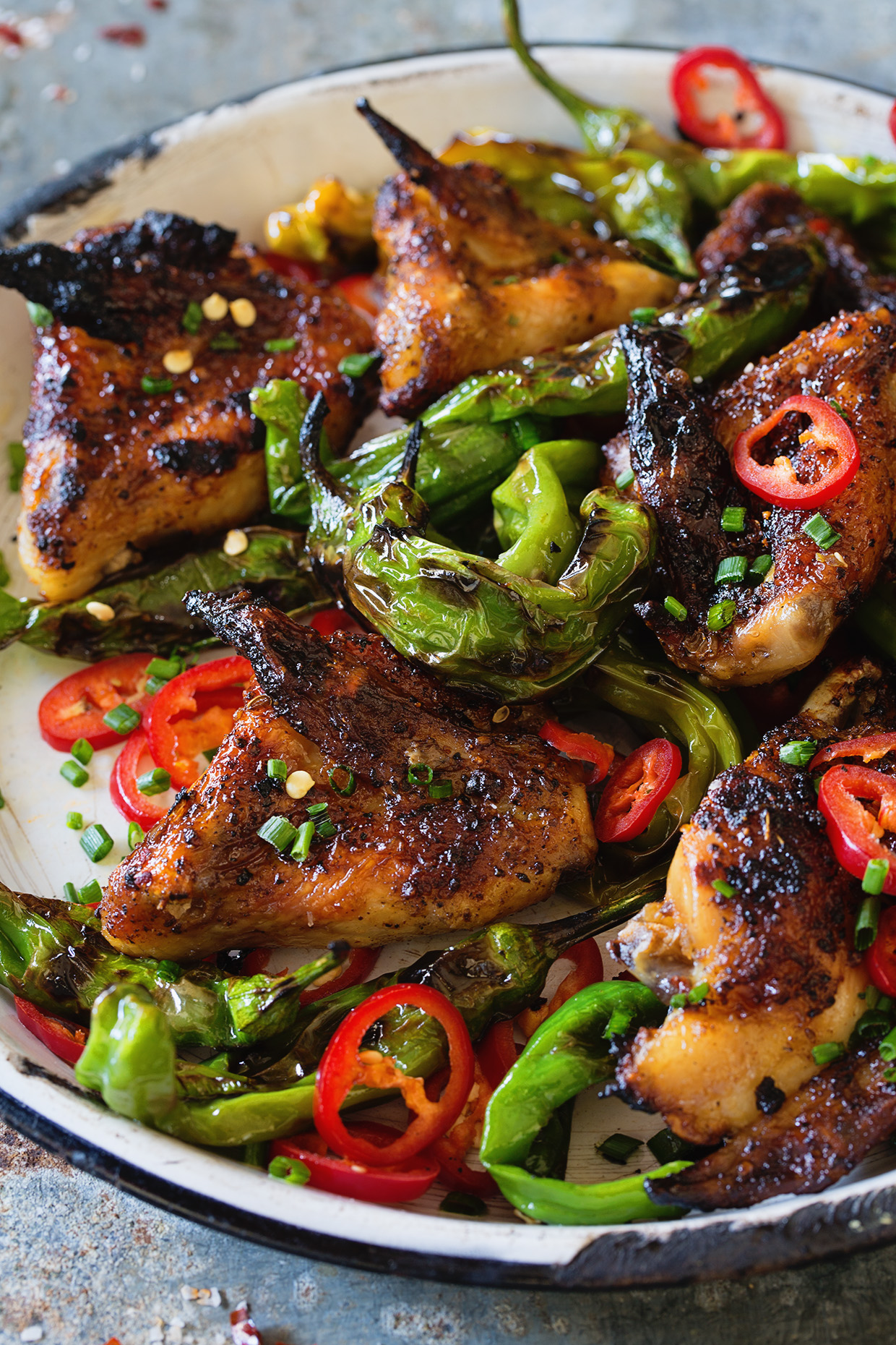 Grilled Chicken Wings with Shishito Peppers Real Food by Dad