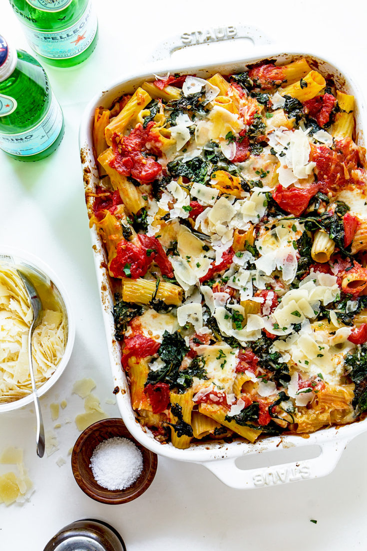 Baked Rigatoni with Sausage and Spinach