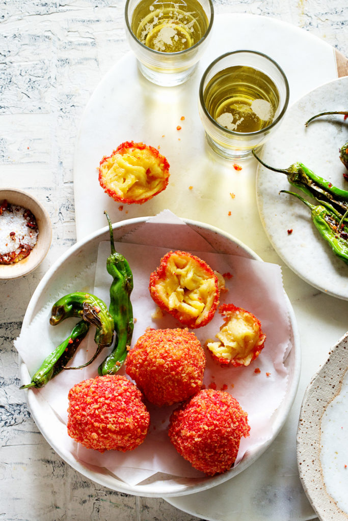 Cheetos Flamin’ Hot Crunchy Fried Mac and Cheese Balls