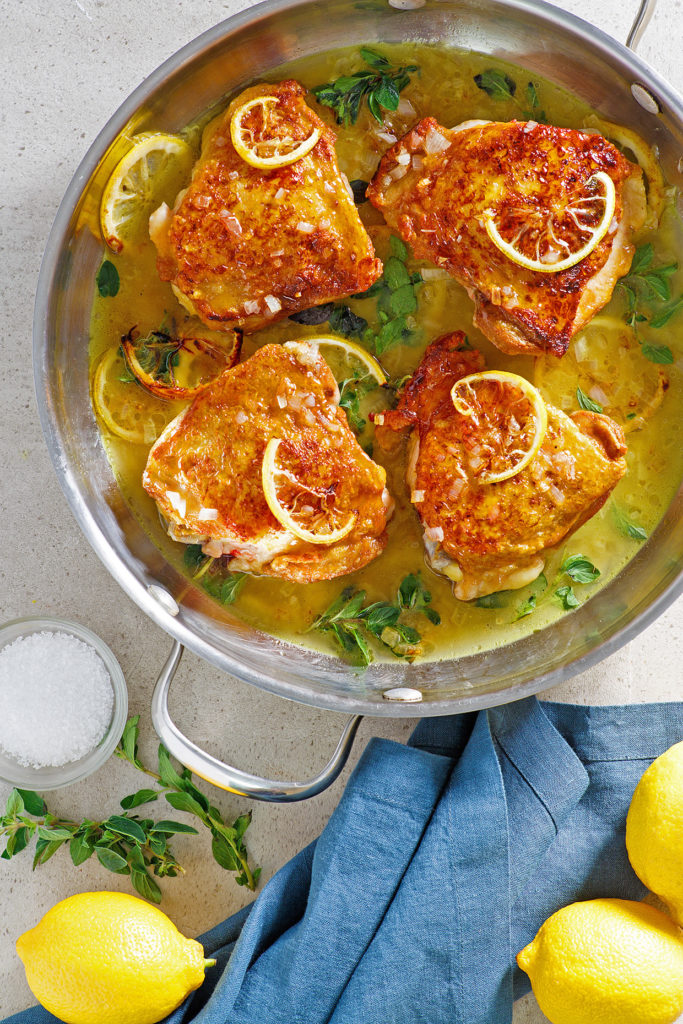 Roasted Chicken Thighs with Lemon and Oregano