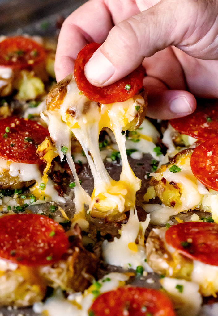 Crispy Smashed Potato Pizza Bombs