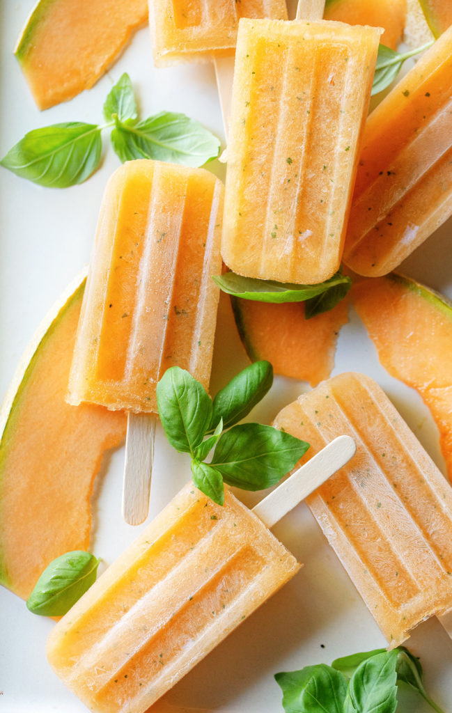 Melon Basil Moscow Mule Popsicles