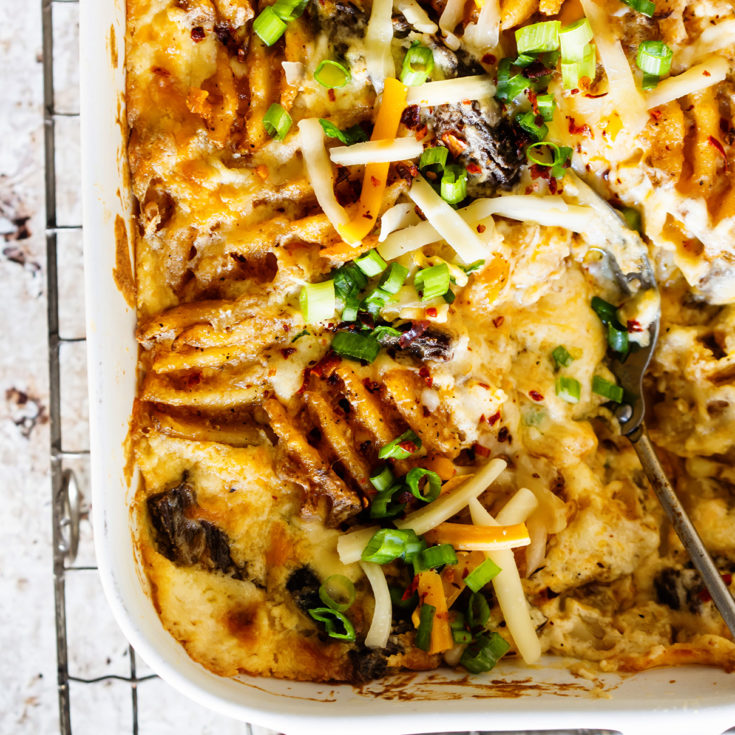 Carne Asada Casserole with Waffled Potatoes